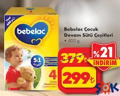 BEBELAC ÇOCUK DEVAM SÜTÜ 400 G fiyat ve kampanya bilgisi